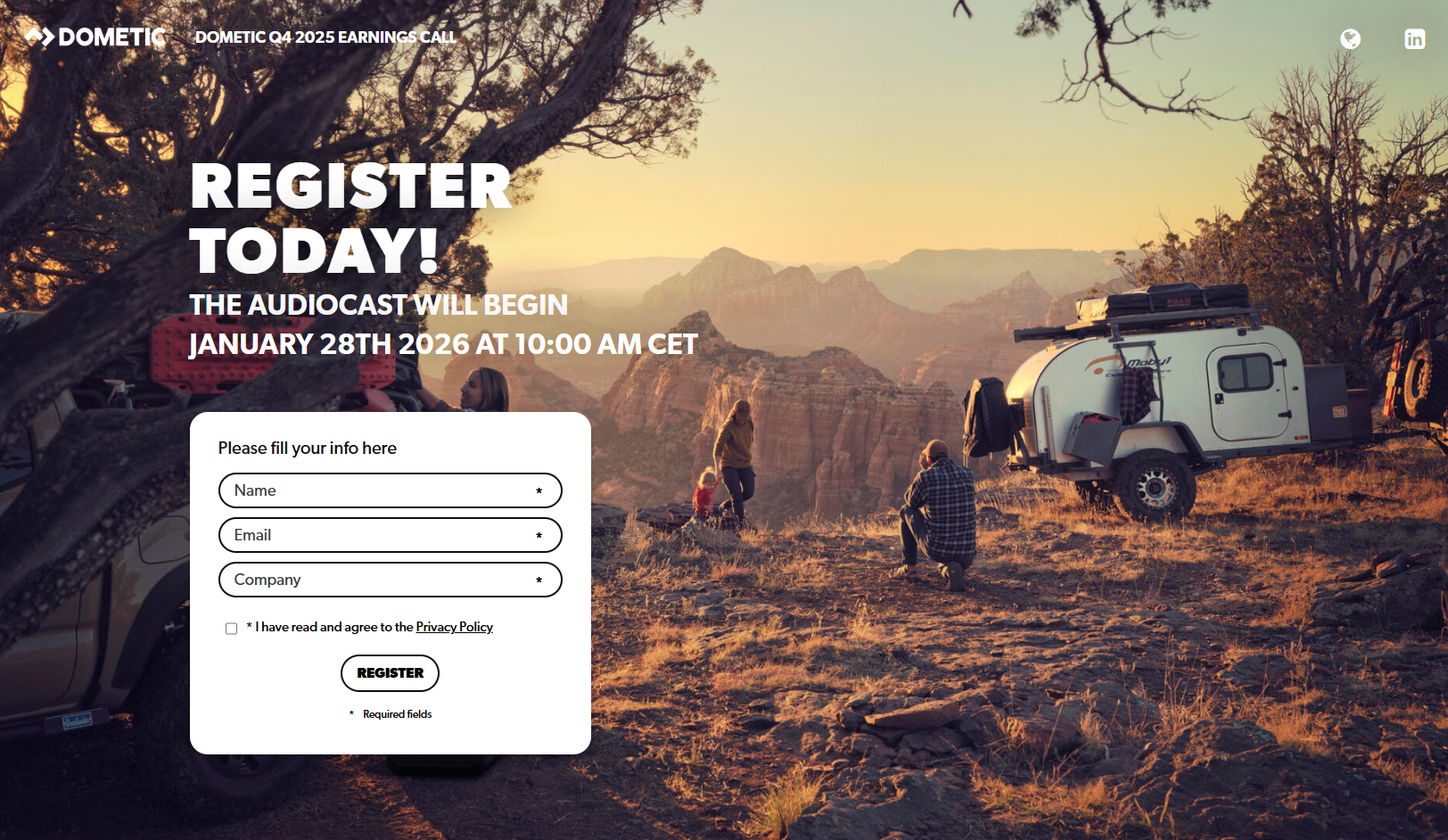 Example of a branded webinar registration page
